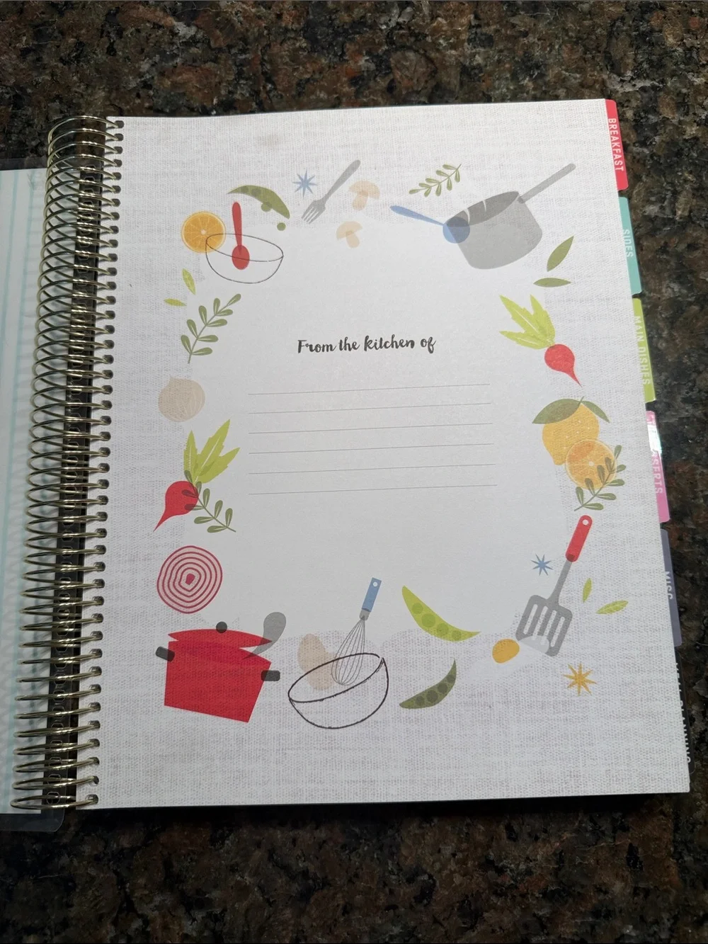 Recipe Notebook - Gold Cutlery Design on Dark Plum